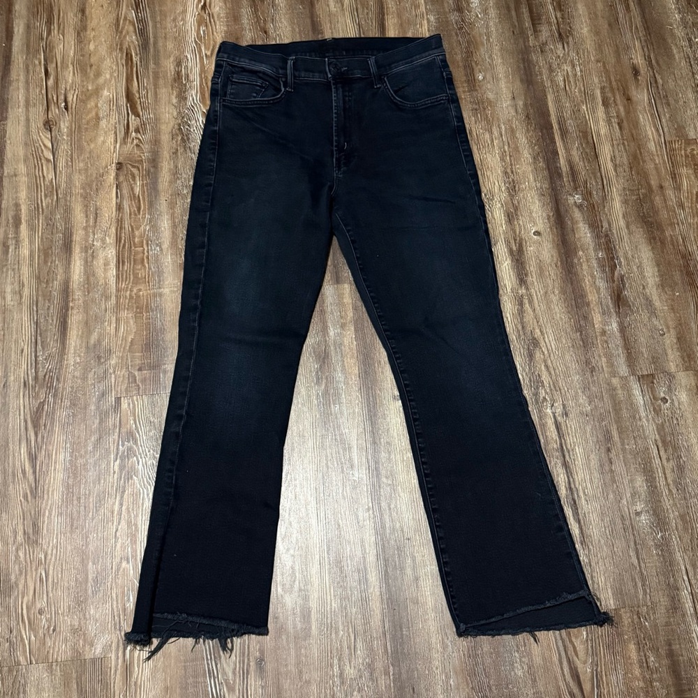 Mother The Crop Step Fray Jeans Women's 30 in Night in Paris Wash Designer Denim